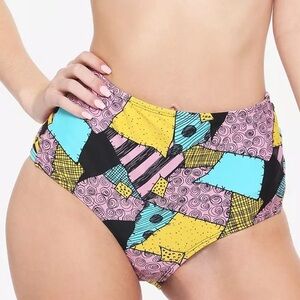 DISNEY NIGHTMARE BEFORE CHRISTMAS Sz S Colorful Patchwork Patterned Swim Bottom